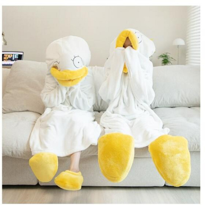 아트박스/갓샵 대왕 오리 잠옷 엘리자베스 파자마 슬리퍼세트 담요