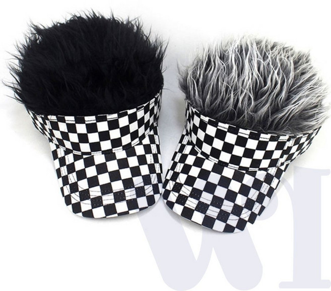 위아리턴 인모 골프썬캡 겨울썬캡 털썬캡 야외스포츠썬캡 야외썬캡 신기한모자선물 특이한모자선물 가발모자 골프겨울모자 방한모자, 그레이계열, 1개