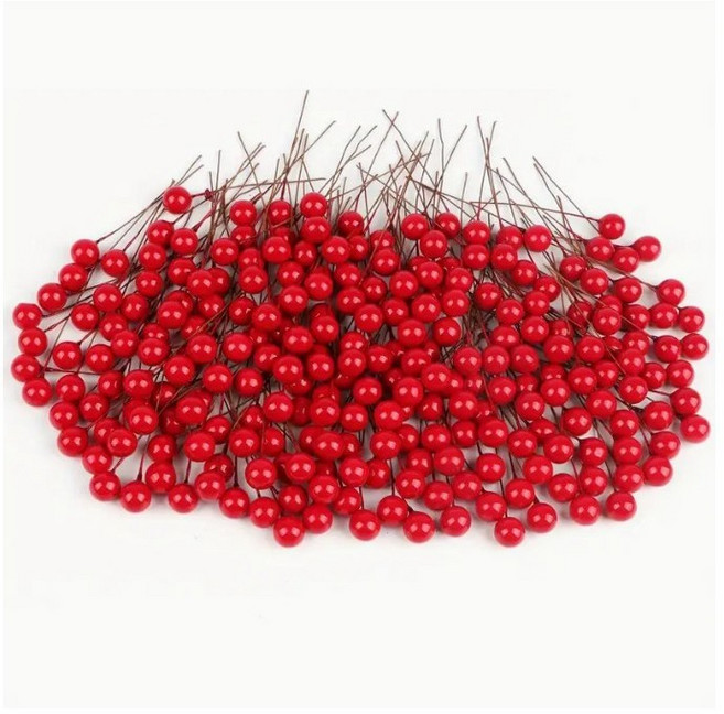[신생CMS] 호가 망개 열매 모형 크리스마스 리스 만들기 트리장식 조화, 100개, 열매모형 다크레드