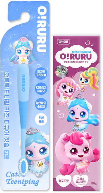 프린세스 캐치티니핑 오루루 피규어칫솔 + 고불소 치약, 1세트, 2개입, 사뿐핑+고불소치약