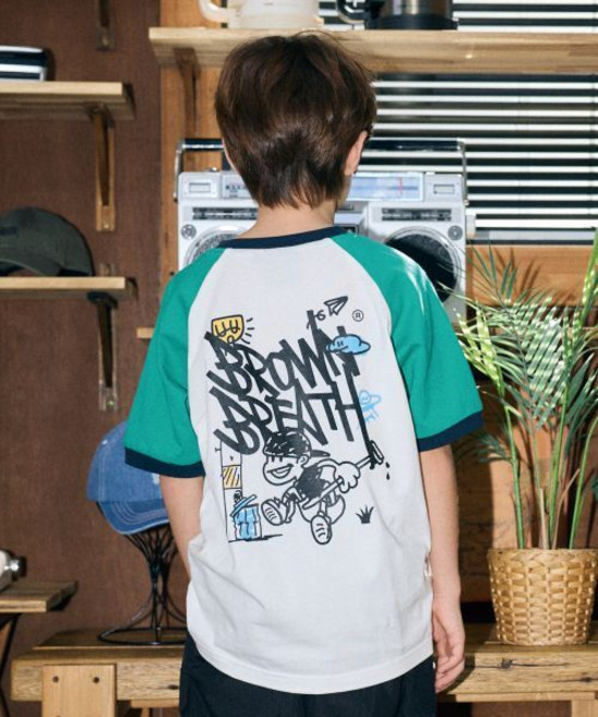 브라운브레스 KIDS brownbreathkids KIDS RAGLAN COLOR BLOCK TEE - GREEN