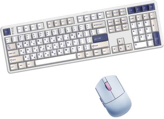 한성컴퓨터 유무선 저소음 기계식 키보드 마우스 세트, 오션화이트 + 코튼캔디, GK798PRO 딥블루 뽀송 38g + M5 Nano, 일반형