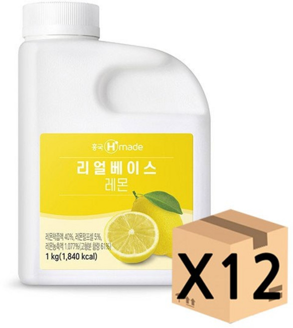 흥국 리얼베이스 레몬 1KG 12EA(1BOX 아이스포장)무료배송, 1개, 1개입