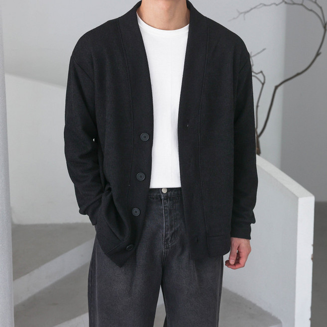 베이직바이블 남자 오버핏 가디건 빅사이즈 니트 봄 가을 겨울 아우터 스판 코디(6color)