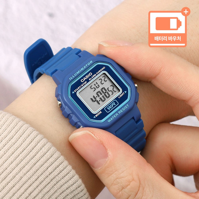 카시오 쁘띠 스퀘어 컬러풀 여성 캐쥬얼 시계 20 블루A