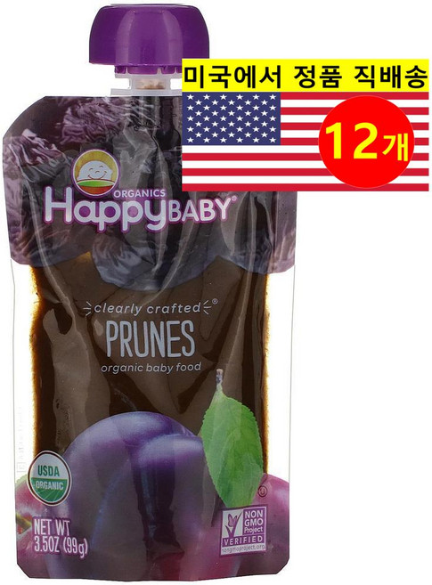 Happy Family Organics 4개월 이상 유아용 오가닉 과일 곡물 채소 퓨레 이유식 99g 6개