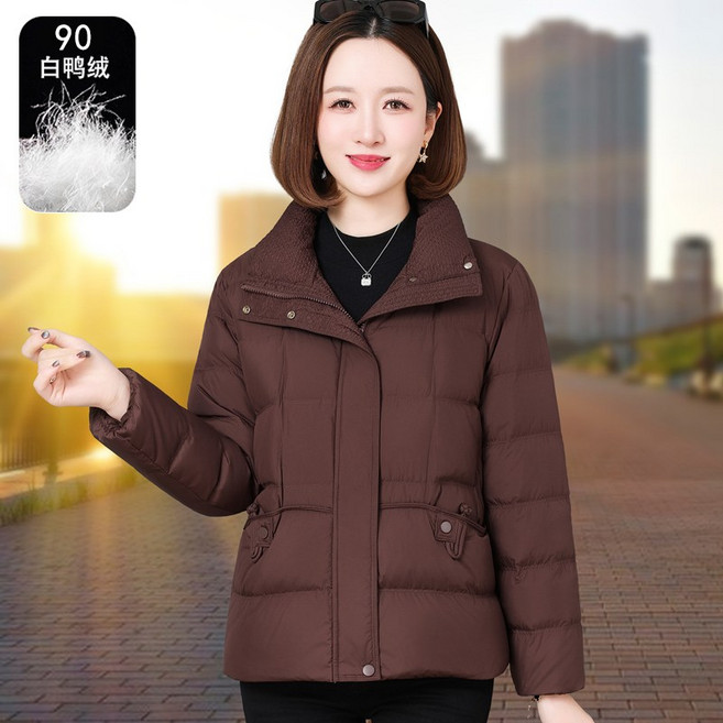 白鴨絨連帽寬鬆保暖羽絨服女外套
