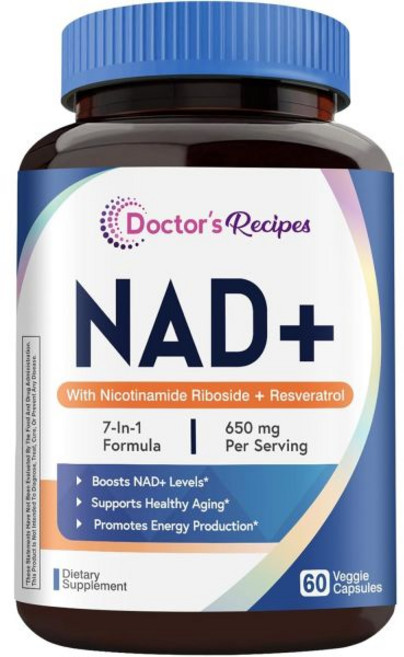 Doctor's Recipes NAD Supplement Nicotinamide Riboside Resveratrol NMN Alternative for Anti-Agin, 60 Count (Pack of 1)