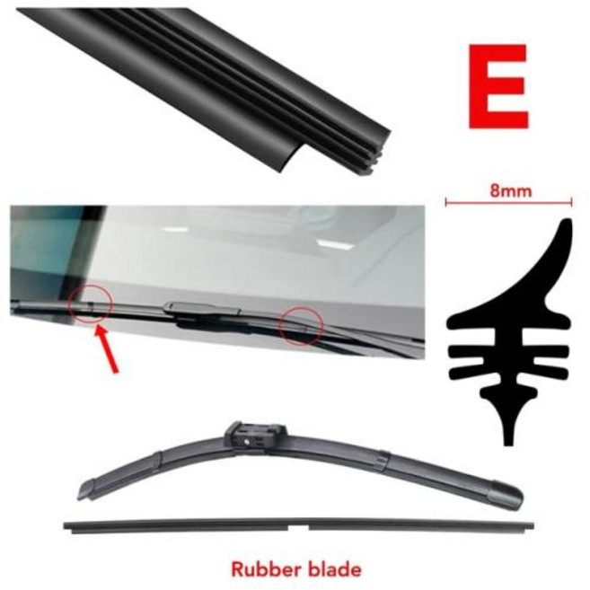 자동차 앞 유리 와이퍼 삽입 고무 스트립 리필 액세서리 메르세데스 벤츠 W205 W212 W213 C117 C E S CLA GLA GLK 클래스용, [09] 28", [06] E-8.5mm wide