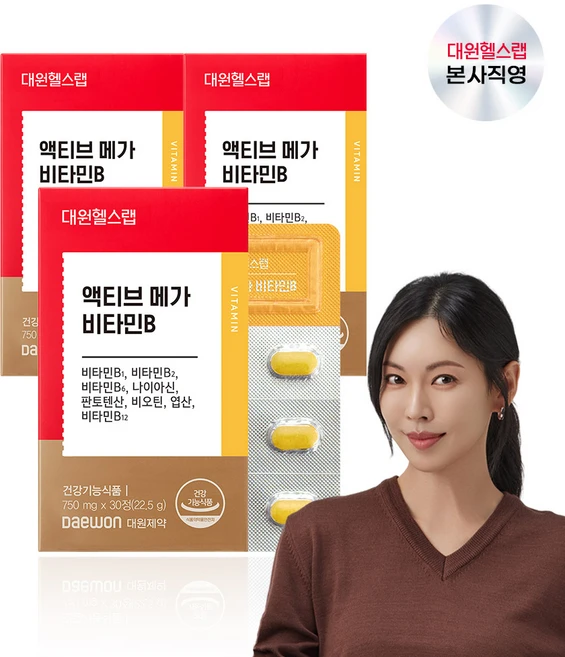 대원헬스랩 액티브 메가 비타민B 22.5g, 30정, 3개 - 쿠팡