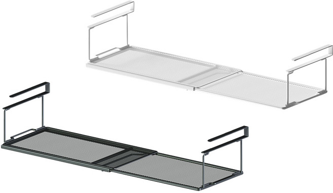 무타공 걸이형 길이조절 언더선반 소형 주방 싱크대 정리대 수납, 화이트, 1개
