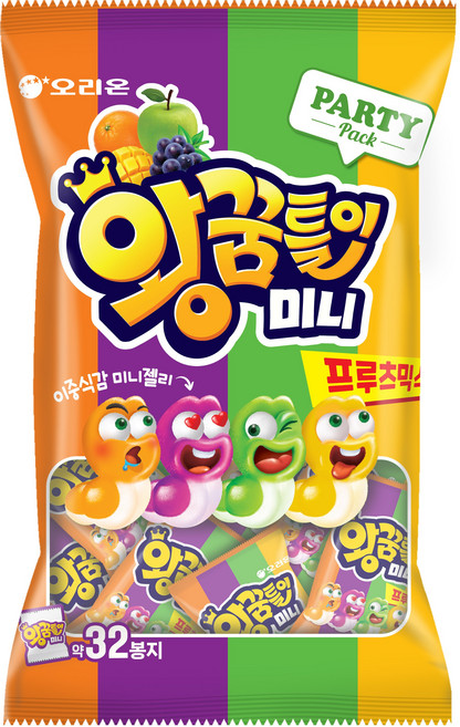 오리온 왕꿈틀이 미니 젤리 프루츠믹스, 36개, 75g