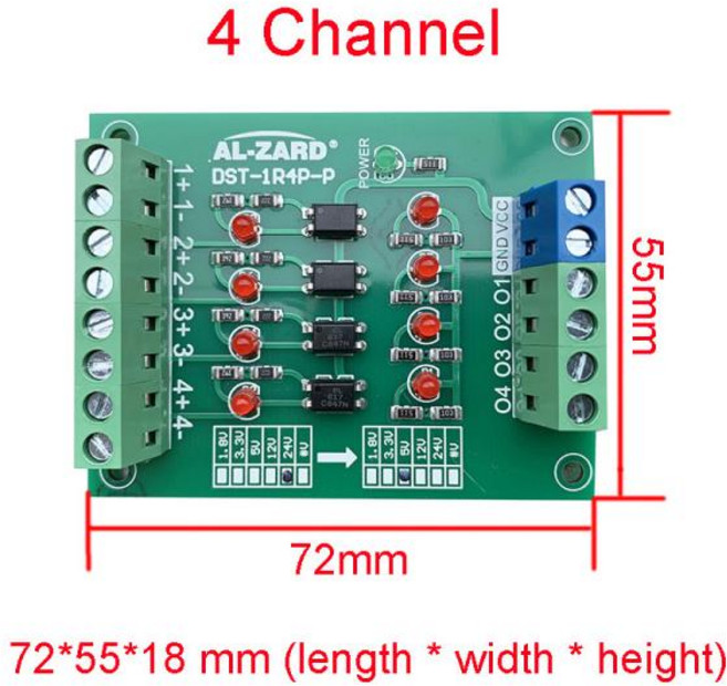 호환 Hisonauto AL-ZARD 옵토커플러 절연 보드 모듈 PLC 신호 레벨 전압 컨버터 PNP 1.8-24V 2-4-8 채널, 19 24V to 3.3V, 06 2 Channel