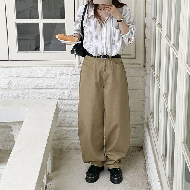 앤샵 여성용 루클레로 하체커버 와이드 벌룬 롱 코튼팬츠(3color)