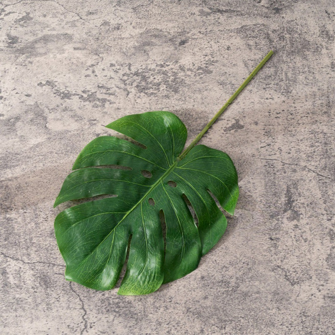 生活大獅 龜背葉 仿真綠植樹葉 仿真花 室內植物 翠綠色, 1個, 短枝龜背葉 / 一枝