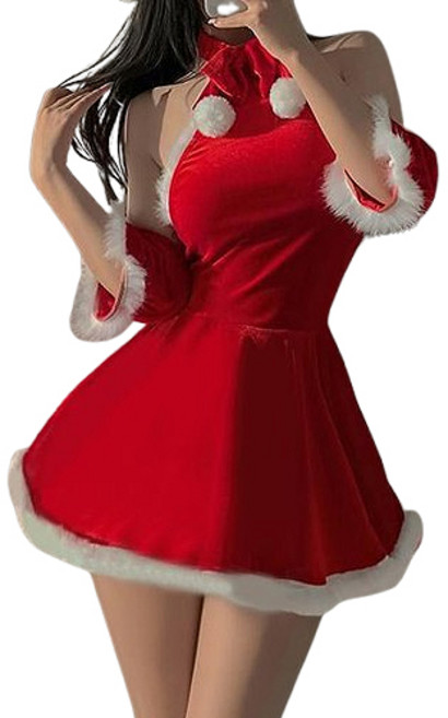 핑크셀럽 크리스마스 산타걸 코스프레 산타 원피스 연말 파티복