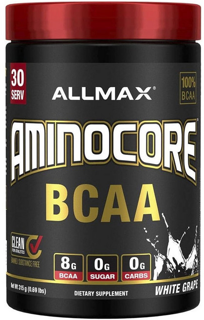ALLMAX Aminocore BCAA支鏈胺基酸粉 白葡萄口味, 1個, 315g