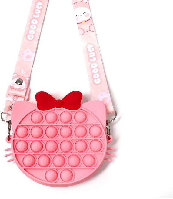푸쉬팝 버블 가방 필통 팝잇 팝잇노트 뽁뽁이, 1개, 리본달린고양이 가방