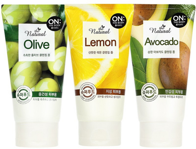 온더바디 더내추럴 클렌징폼 120gx3개(올리브+아보카도+레몬), 1개