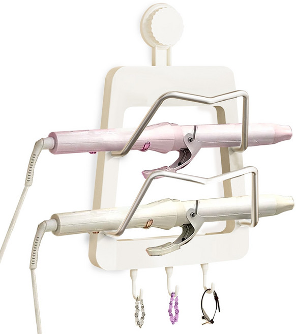 고데기 드라이기 거치대 걸이 다기능 무타공 냄비뚜껑거치대 벽걸이형 냄비뚜껑 거치대, 1개, 크림아이보리