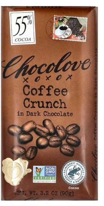 Chocolove 커피 크런치 인 다크 초콜릿 코코아 55% 90g(3.2oz) 3팩, 90g, 3개