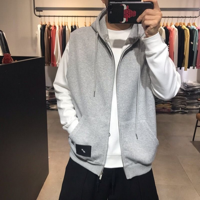 COSYEVNO 남성 후드 조끼 봄 패션 루즈핏 민소매 맨투맨 아우터