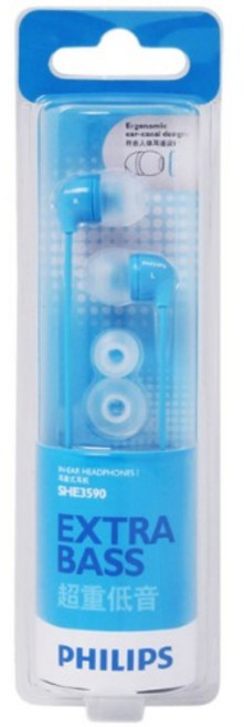 필립스 커널형 이어폰, SHE3590, 블루