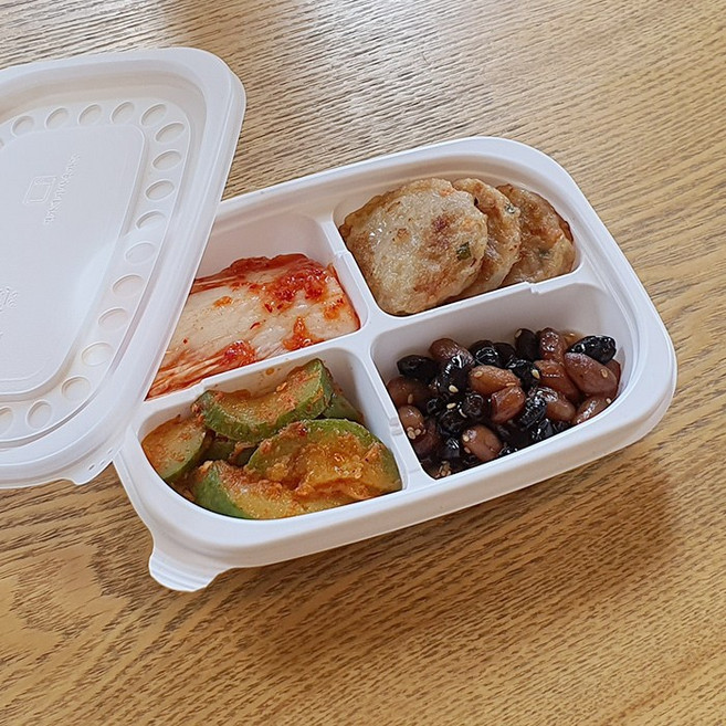 더팩컴퍼니 TY 밀폐 반죽용기 반찬용기(4칸), 1세트, 100개