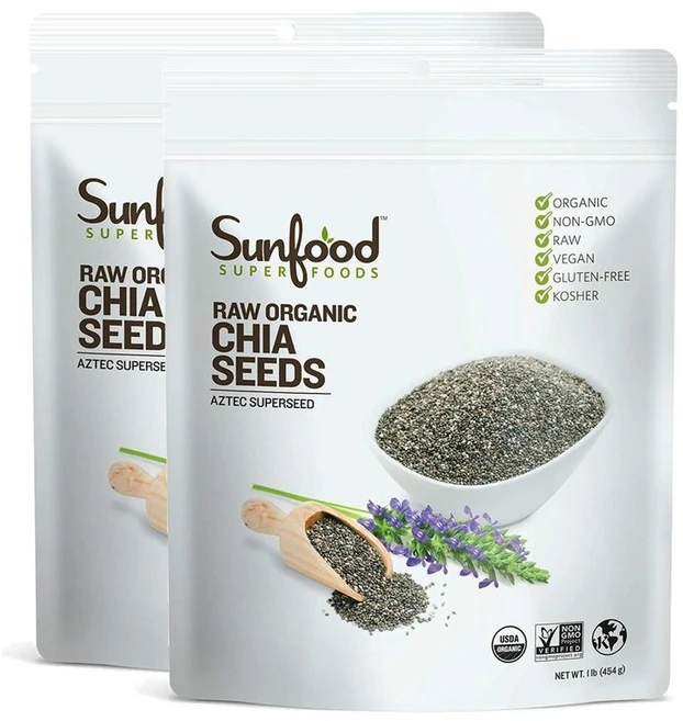 썬푸드 슈퍼푸드 치아 씨드 Sunfood Superfoods Chia Seeds, 2개, 454g - 쿠팡