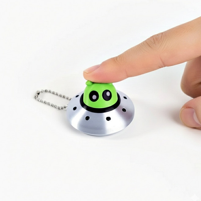 트리뷰샵 클릭커키링 외계인 UFO 우주선 에일리언 딸깍이 버튼 스위치 피젯토이 블럭 행성, 그린에일리언, 1개