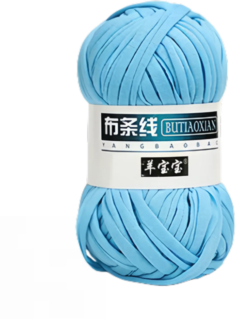 布條線素色手工編織包包線 鈎針粗毛線 鉤包包線 收納籃 毯子 地墊 毛線編織材料, 14天藍, 1個
