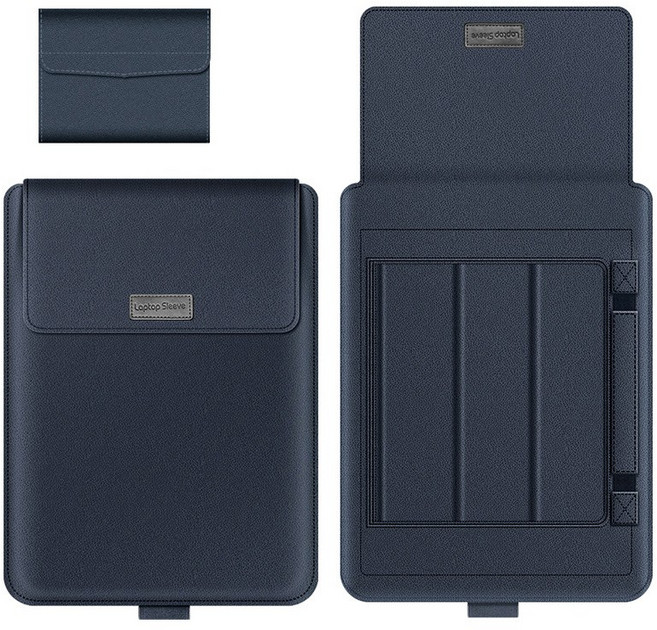 루톰 맥북 삼성 LG그램 노트북 가죽 거치대 파우치 세로형, 네이비, 1개