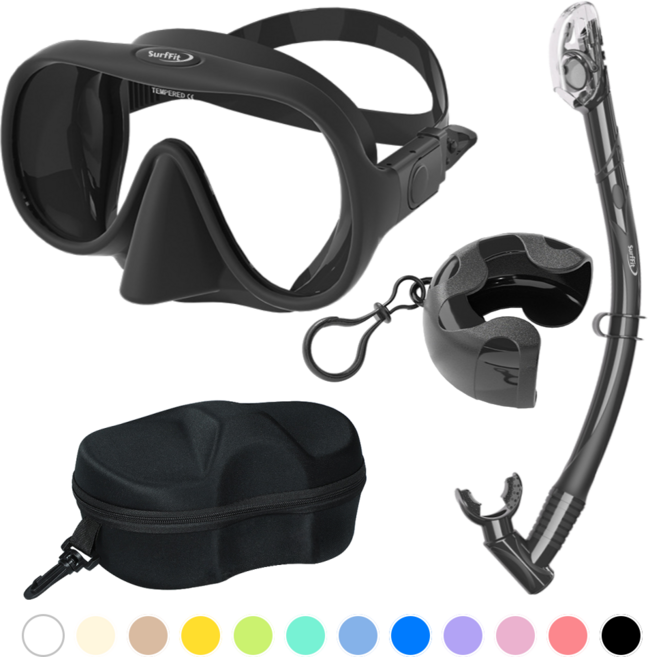 써핏 물유입차단 접이식 스노쿨링 세트, 베이직 블랙