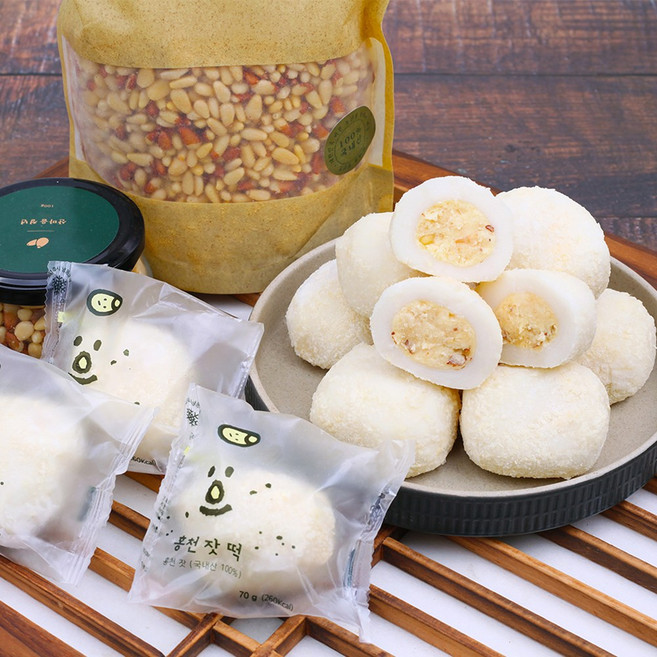 강원도 홍천 잣 떡 잣떡 잣 찹쌀떡 개별포장 식사대용, 65g, 20개