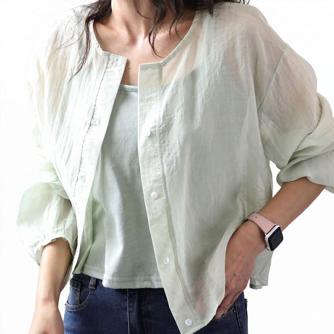 메리앤유 시스루 라운드넥 남방 가디건과 나시 2종세트 얇은 긴팔