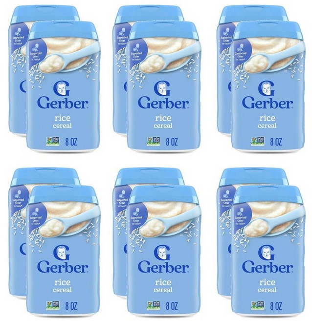 Gerber 거버 1단계 라이스 유아 시리얼 227g, 12개, 쌀맛