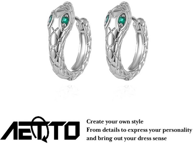 AETTO 蛇型耳環 嘻哈街頭高級感純銀耳環 男女適用