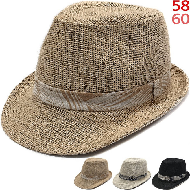 이럭셔리클럽 띠배색 마 중절모 페도라 햇 여행 골프 여름 남자 여자 모자 남녀공용-CAP200261