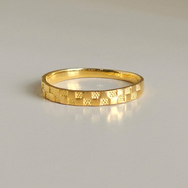 종로 순금 반돈 체크 패턴 여자 검지 데일리 반지 디자인