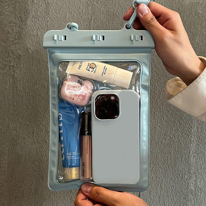 手機防水袋 可觸屏拍照 游泳戶外漂流 水下海邊防水包裝備, 1個, 藍色【大容量防水袋】