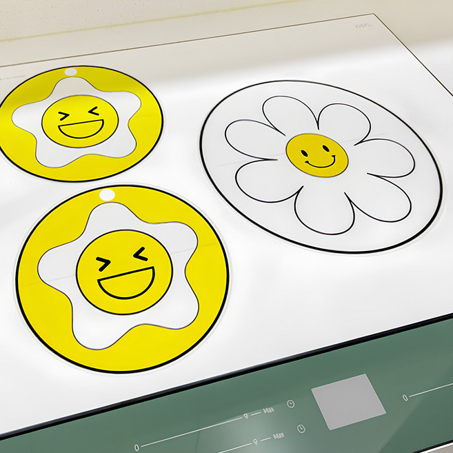 리빙엄마 인덕션 보호매트 실리콘 패드 기스 스크래치, 1개, 흰색+노랑