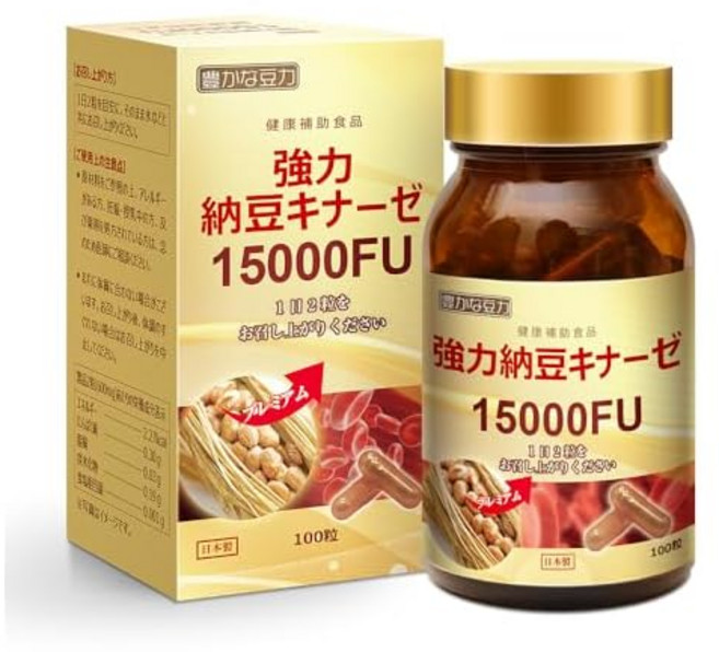 풍부한 콩력 강력한 낫토 키나아제 15000FU 효소 낫토 보충제 100알 50일분, 1개, 0.6679068284051907