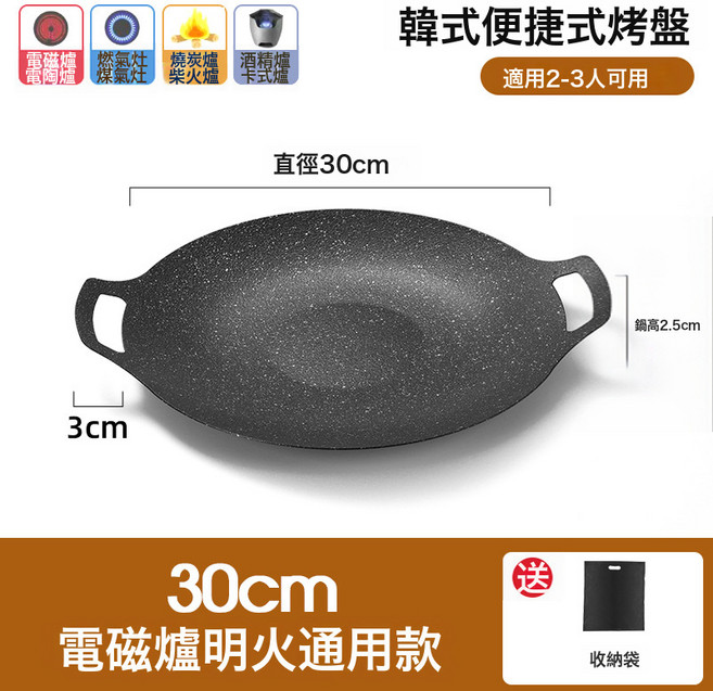 DFMEI 戶外卡式爐鐵板燒烤盤商用麥飯石不粘韓式烤肉盤露營電磁爐煎牛排, 1個