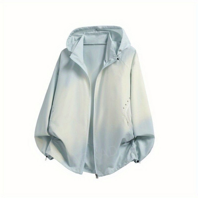 AOKADA 남녀공용 여름 초경량 자외선 차단 후드집업 바람막이 캐주얼 아웃도어 쿨링 자켓, 라이트그린