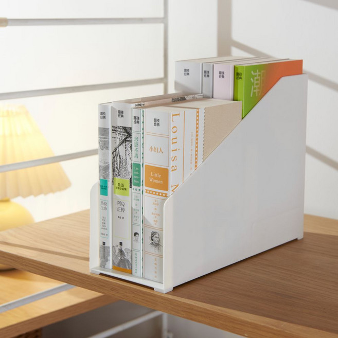 계단식 2단 듀얼 책꽂이, 오프화이트