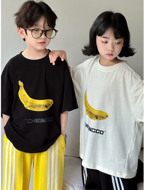 리틀앤 아동용 남아여아 남매룩 바나나반팔티