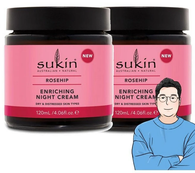 Sukin 수킨 로즈힙 인리칭 나이트 크림, 2개, 120ml - 쿠팡