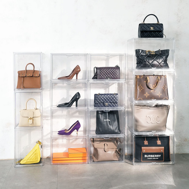 특대형 명품 신발 가방보관함 투명 아크릴 가방정리함 40*25*30cm, 2개, 투명45cm*33cm*33cm