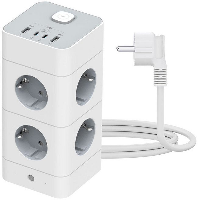 에코너 타워 멀티탭, 2단 12구 / 화이트, 1개