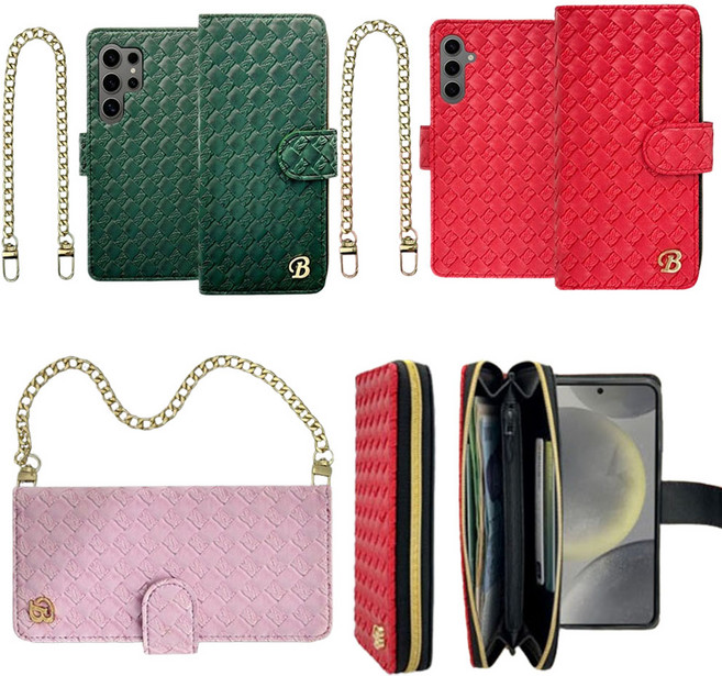 갤럭시 버디4 SM-A166L 뉴패턴 가죽 뉴손목 체인스트랩 국산 지퍼 자석 잠금 카드 지폐 수납 포켓 핸드폰 다이어리 지갑 케이스
